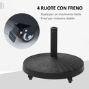 Base per Ombrellone da Giardino 25 Kg in Resina e Acciaio Nero Ø52x41 cm 