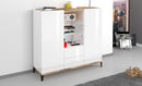 Credenza 2 Ante + 2 Cassetti 120x40x132,5 cm Sunrise Bianco Lucido e Acero Pereira