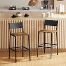 Set 2 Sgabelli da Bar in Stile Industriale con Schienale e Poggiapiedi 43,2x50,5x97,8 cm in Metallo e MDF Marrone Rustico      