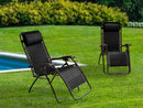Set 2 Sedie Sdraio Zero Gravity Reclinabili Pieghevoli in Ferro e Textilene Nere