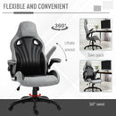 Sedia da Gaming Girevole Reclinabile in Similpelle  Nera e Grigia