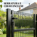 Cancello 100x6x131 cm Serratura e Chiavi con 2 Montanti in Metallo Galvanizzato Nero      