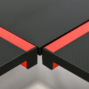 Scrivania da Gaming Angolare 125x125x75 cm in Metallo Nero e Rosso