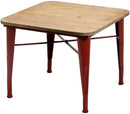 Tavolino Quadrato in Metallo Top in Legno Edimburgo Rosso