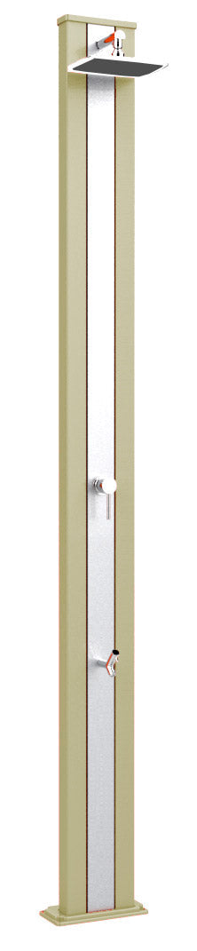 Doccia Solare da Esterno Giardino 30L Miscelatore e Lavapiedi Arkema Spring S Fascia Inox Champagne Bronze online