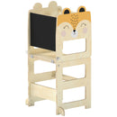 Torre Montessoriana per Bambini 2-5 Anni 57x39x93 cm con Lavagna e Tavolino Color Legno      