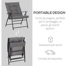 Sedia Pieghevole da Giardino 65x65x94 cm in Metallo e Tessuto Oxford Grigio