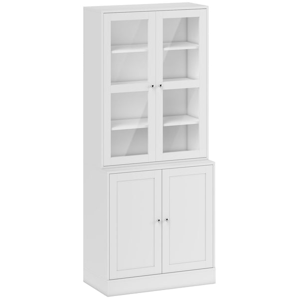 sconto Mobile Libreria Chiusa 76x40x178,5 cm con Vetrina e Armadietto Inferiore in MDF Bianco
