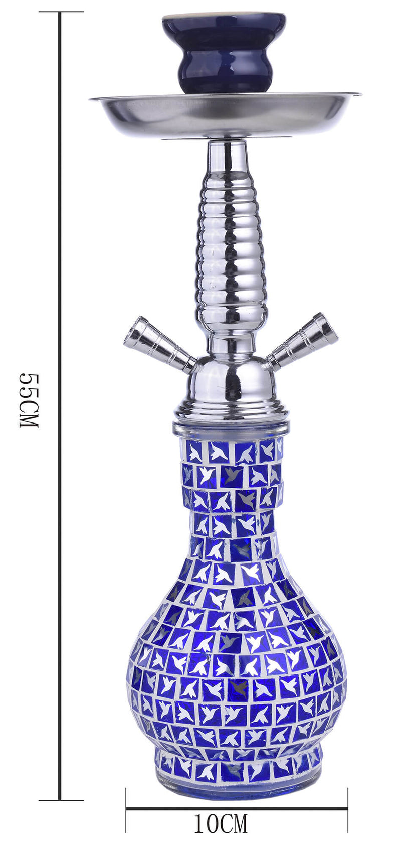 Narghilè 2 Tubi H38 cm con Pinza Carbone