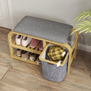 Panca Scarpiera da Ingresso 70x30x45 cm con Seduta Imbottita e Cesta Estraibile Design a Doghe Legno  