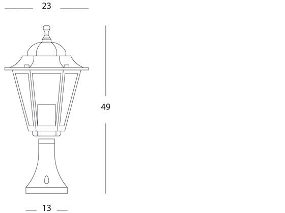 Lampada Palo Paletto da Cancello Colore Nero per Esterno Linea Esagonale Sovil