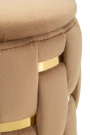 Puff con Contenitore Shanty Oro Set 2 Pz Ø37x42 cm - Ø28x35 cm in Ferro e MDF e Spugna e Poliestere Oro      