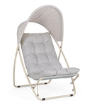 Poltrona da Giardino con Cuscini e Tettuccio 113x86x142h cm in Acciaio e Textilene Taito Grigio Chiaro  