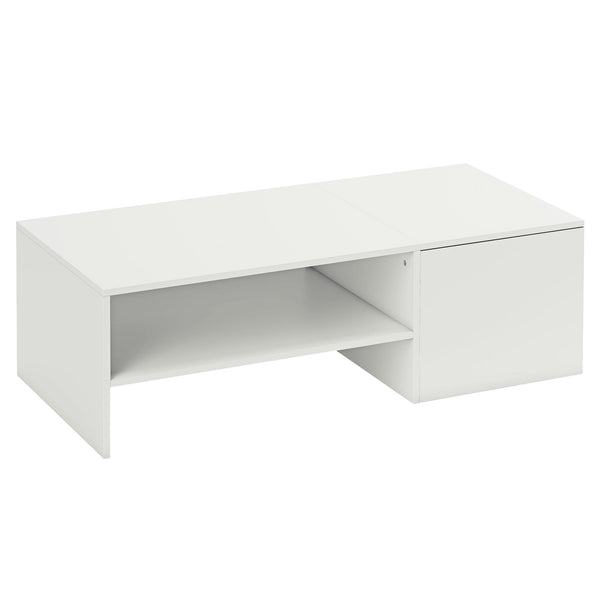 online Tavolino da Caffè 110x52x36 cm con Piano Scorrevole e Ripiano Aperto e a Scomparsa in Legno Bianco
