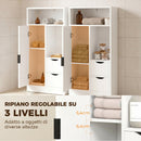 Mobile Bagno Slim 50x25x100 cm con Cassetti e Ripiani Aperti in Truciolato Bianco      