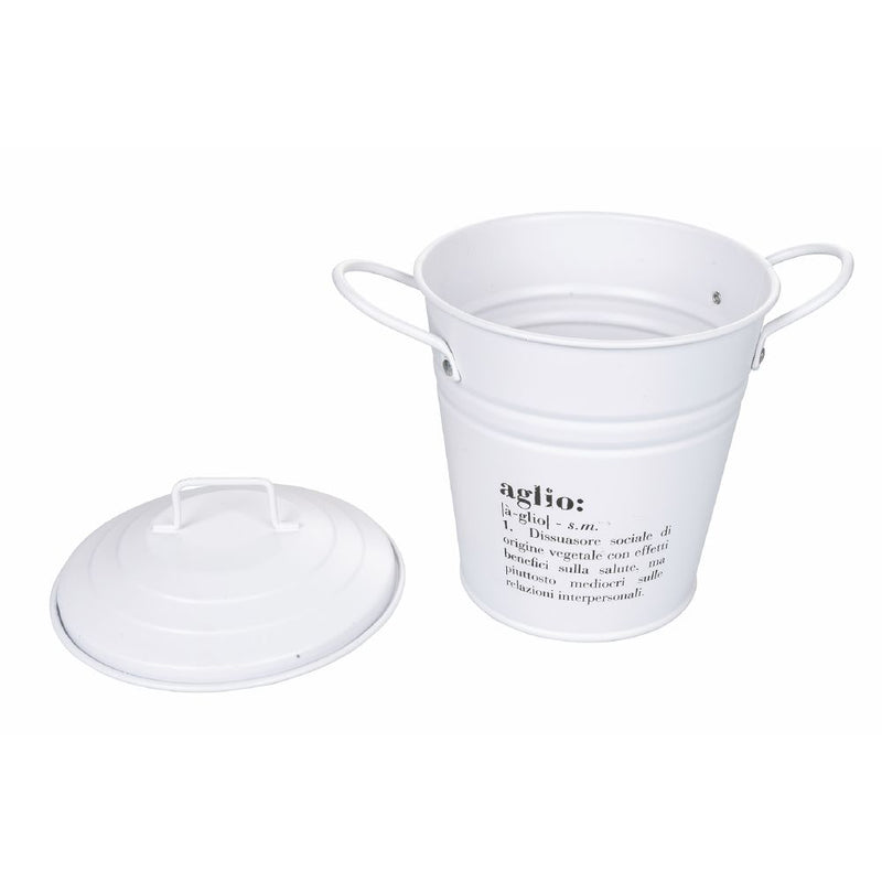Secchiello Aglio 1 Litro in Metallo VdE Tivoli 1996 Bianco