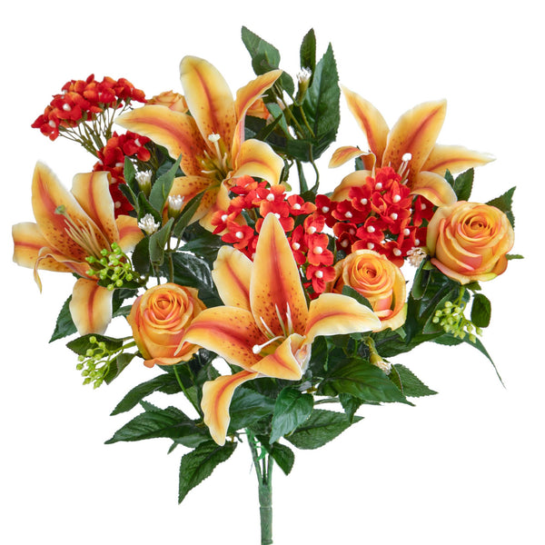 Set 2 Bouquet Artificiali Lilium/achillea 50 cm Giallo sconto