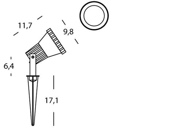 Lampada Spot Orientabile Conico con Picchetto Colore Alluminio per Esterno Linea City Livos