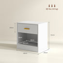 Set 2 Comodini con Cassetto e Ripiano a Giorno in Legno 39x28x41 cm Bianco  