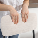 Set 2 Sgabelli da Bar con Schienale Alto Poggiapiedi e Rivestimento in Ciniglia Crema      