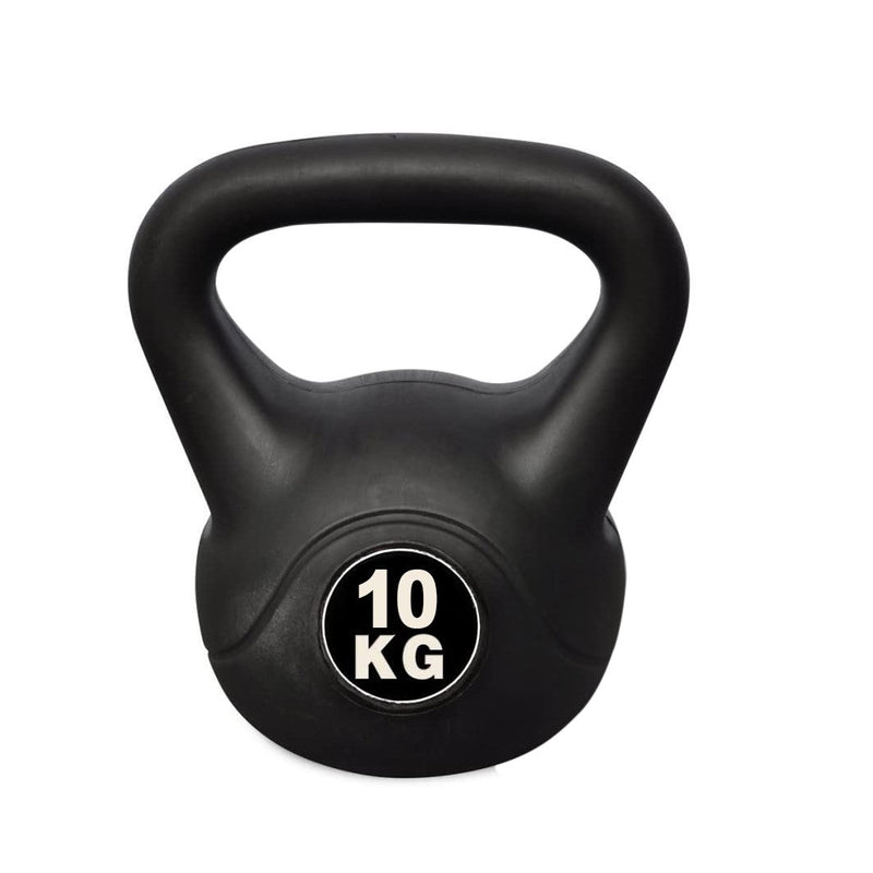 Kettlebell Fitness 10 Kg in PVC con Sabbia e Maniglia Nero