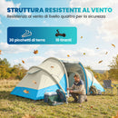 Tenda Gonfiabile 485x245x188 cm Facile da Montare 4 Persone 2 Camere da Letto in TPU e Tessuto Oxford 210D Blu      