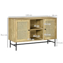 Mobiletto Basso 120x38x76,2 cm in Rattan Naturale