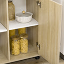 Carrello da Cucina 81x39,6x90,3 cm con Ruote in Legno Naturale