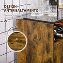 Mobile Multiuso con Portabottiglie 60x40x100 cm in Metallo Vetro e Truciolare Marrone