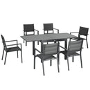 Set Tavolo Allungabile e 6 Sedie da Giardino in Alluminio Grigio