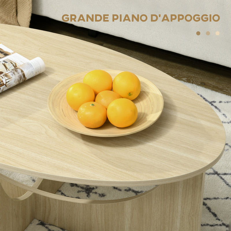 Tavolino Ovale 110x60x45 cm in Truciolato Rovere