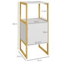 Mobile Bagno con Ripiano Aperto e Anta con Apertura a Pressione 33x33x80 cm in Bambù e MDF Bianco