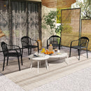 Set 4 Sedie da Giardino 57x54x78 cm Impilabili con Schienale Alto in PP Nero