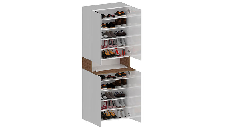 Armadio Scarpiera 4 Ante e 1 Ripiano a Ribalta 76x35x200 cm Savona 4A 1R Bianco Opaco/Rovere Wotan  