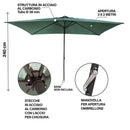 Ombrellone da Giardino Cuba 3x2 m Copertura in Poliestere Struttura in Acciaio Verde      