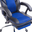 Sedia da Gaming Ergonomica in Similpelle Reclinabile con Supporto Gambe Nera e Blu 
