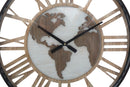 Orologio da Muro World Class Ø60x6 cm MDF e in Ferro Marrone
