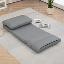 Poltrona da Terra Pieghevole 3 in 1 70x41x56 cm Trasformabile in Chaise Longue e Letto in Tessuto Effetto Lino Grigio      