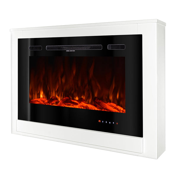 sconto Camino Elettrico da Pavimento 74x107x16 cm Effetto Fiamma 1500W Melania & Adeli Bianco