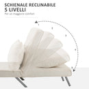 Poltrona Letto Singolo Trasformabile 65x69x82 cm in Tessuto Beige