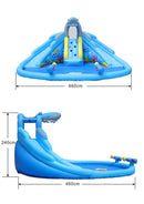 Castello Giostra Gonfiabile Acquatico Shark Splash Center con Pompa Happy Hop