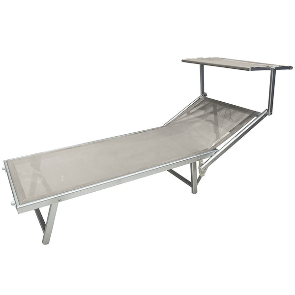 Lettino Mare con Parasole Richiudibile 181x71,5x38,5 cm in Alluminio PVC e Poliestere Écru Mélange Riccione prezzo