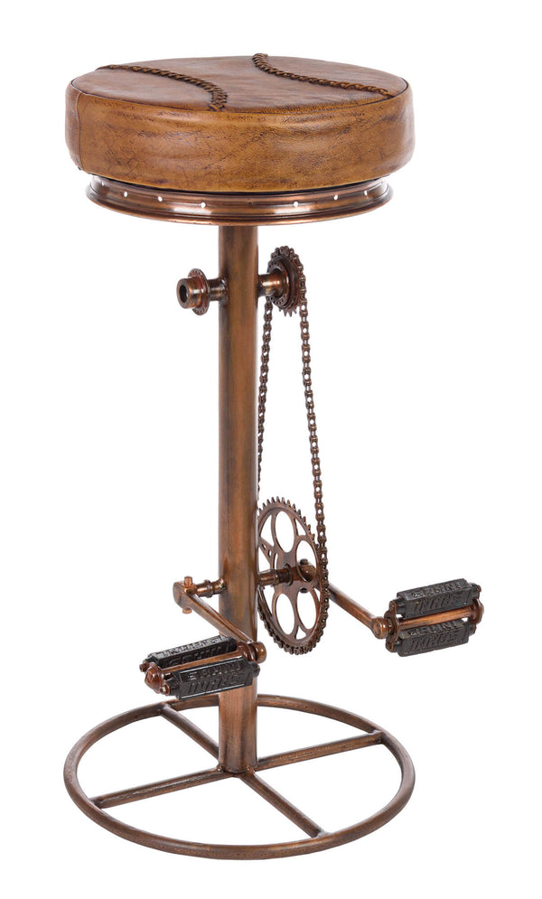 Sgabello da Bar H80 cm in Acciaio Seduta in Vera Pelle Cycle Rame prezzo