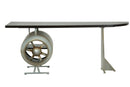 Scrivania Aviator 181x70,5x71 cm in Ferro e MDF e PU Nero e Grigio