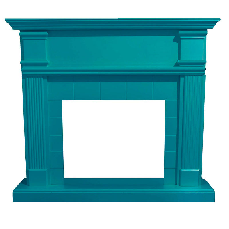 Cornice da Pavimento per Inserto Camino Elettrico 114x28,2x102,2 cm in MDF Sined Caldera Turchese
