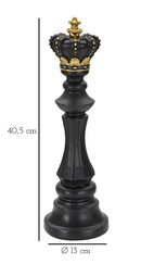 Re da Scacchi 13x40,5x13 cm in Poliresina Nero/Oro
