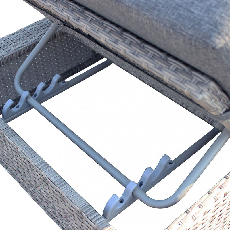 Divano con Pouf Ecuador e Cuscini in Wicker Grigio