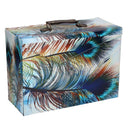 Scatola valigia piume pavone rettangolare cm 34x15xh24