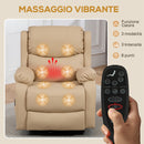 Poltrona Relax Reclinabile 87x97X100 cm con 8 Punti Massaggianti Riscaldanti e Poggiapiedi Beige      