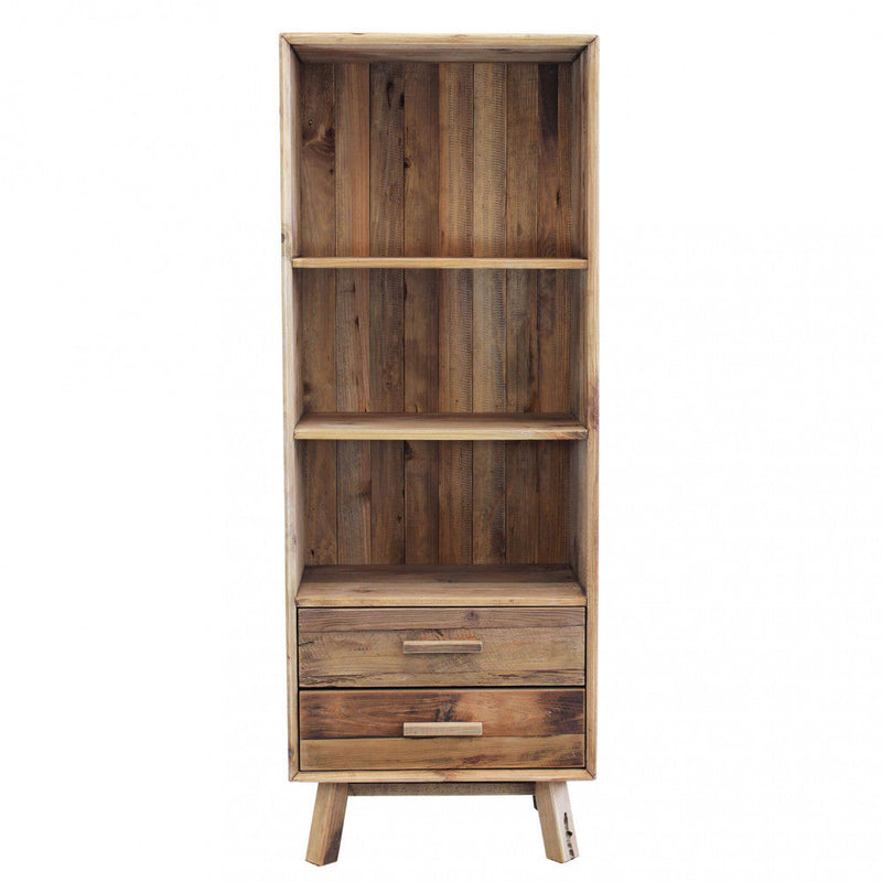 Libreria Justin 60x40x160 h cm in Pino riciclato Marrone